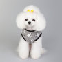 Pet Apparel Dog Clothes Dresses Vest Shirts Sundress Mustard Yellow Stripe Printed and Lace skirt