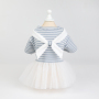 Pet Apparel Dog Clothes Dresses Vest Shirts Sundress Mustard Yellow Stripe Printed and Lace skirt