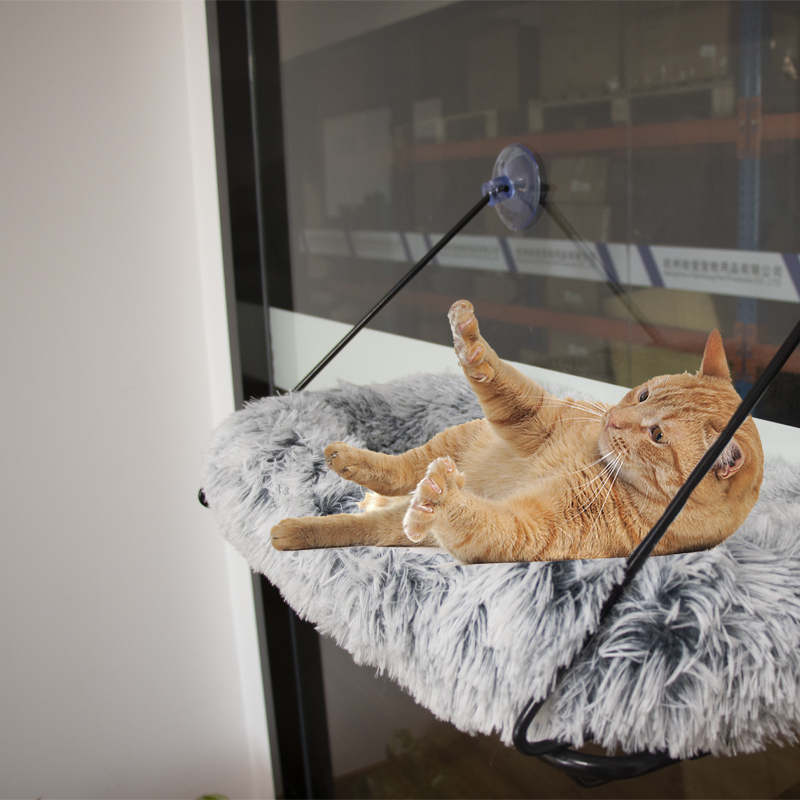 Cat Window Perch Metal Supported from Below - Comes with Warm Spacious Pet Bed - Cat Window Hammock for Large Cats & Kit