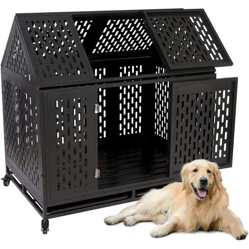 Large Strong Metal  Cage Crate Kennel Assemble with Patent Lock