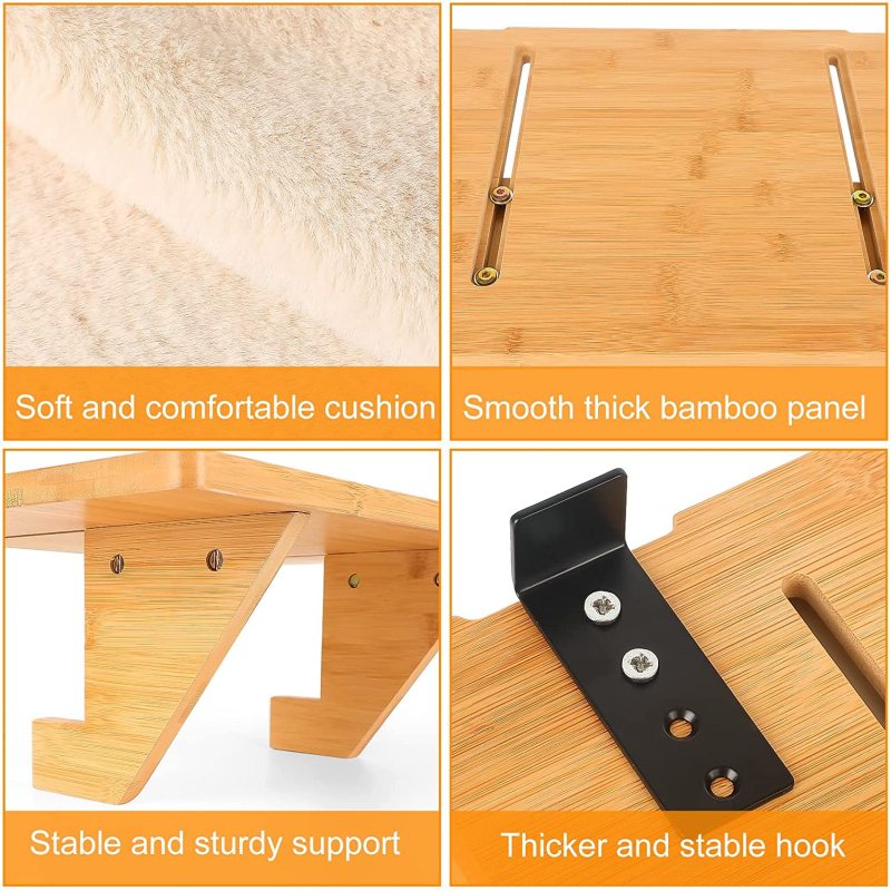 Wall Mount Cat Window Hammock bed Natural Bamboo Cat Window Seat for Indoor Cats