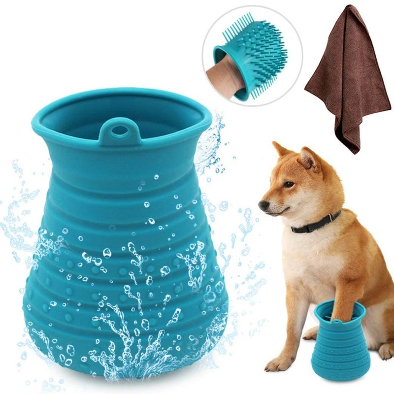 Wholesale Custom Dog Paw Cleaner Cup with Towel Pet Foot Washer Portable Dog Cleaning Brush