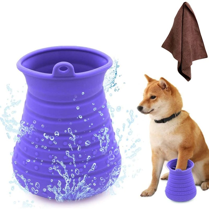 Wholesale Custom Dog Paw Cleaner Cup with Towel Pet Foot Washer Portable Dog Cleaning Brush