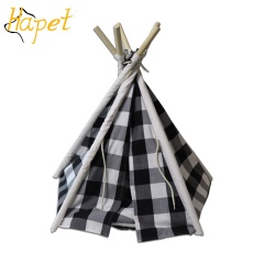 Амазонка Горячая Индивидуальный дизайн Противоскользящее дно Pet Cat Dog Teepee 5-сторонняя индийская палатка Дома Деревянный холст Палатка для домашних животных Кровать для маленьких животных