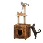 Cat Litter Box Enclosure, Wooden House with Cat Tower, Hidden Washroom Furniture Tree with Sisal-Covered Scratching