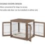 Furniture Style Dog Crate End Table Double Doors Wooden Wire Dog Kennel with Pet Bed Decorative Pet Crate Dog House Indoor Med