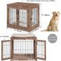 Furniture Style Dog Crate End Table Double Doors Wooden Wire Dog Kennel with Pet Bed Decorative Pet Crate Dog House Indoor Med