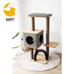 Three-Level Elevated Cat Tree Condo with Massage and Particle Board