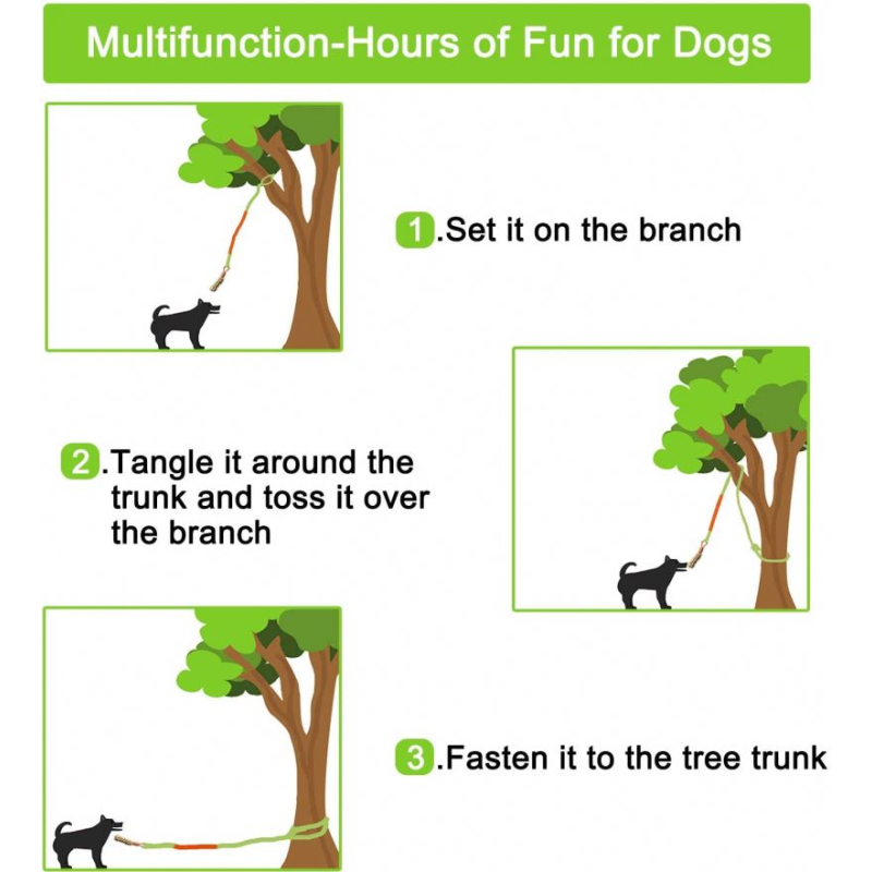 Outdoor Hanging Bungee Dog Tug Toy Rope Retractable Interactive Dog Toy