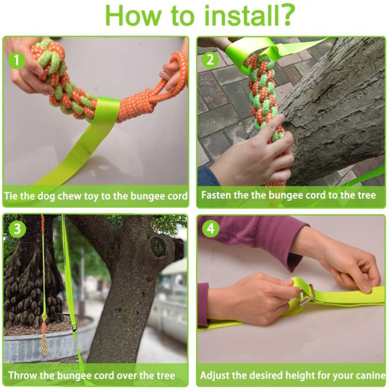 Outdoor Hanging Bungee Dog Tug Toy Rope Retractable Interactive Dog Toy