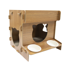 Wood Cat House with Window Scratcher Pads Cube for Indoor  Bed with Box Hideaway Furniture for Birthday
