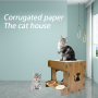 Wood Cat House with Window Scratcher Pads Cube for Indoor  Bed with Box Hideaway Furniture for Birthday