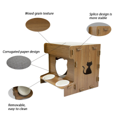 Wood Cat House with Window Scratcher Pads Cube for Indoor  Bed with Box Hideaway Furniture for Birthday