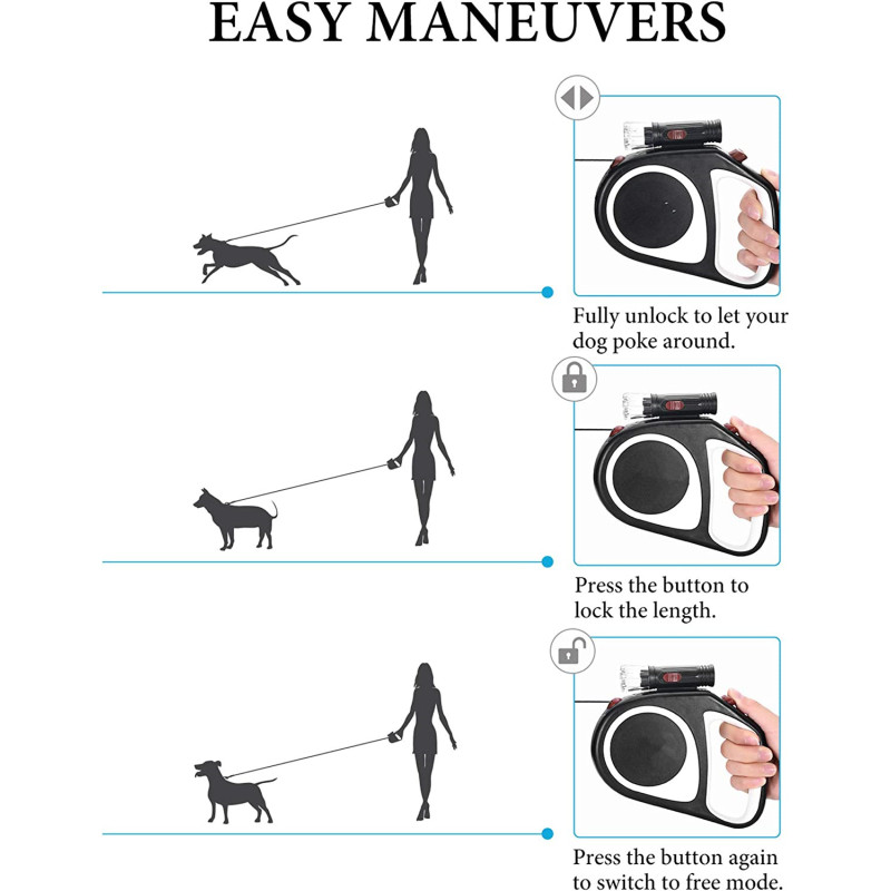 Heavy Duty Puppy Retractable Dog Leash Nylon Tape for Small Medium Dog