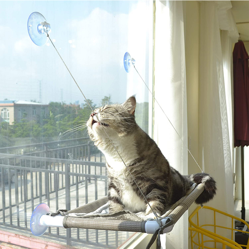 Indoor Luxury Cat Window Perch Window Seat Cat Bed Space Saving Window Mounted Cat Hammock for Large Pets Premium Set