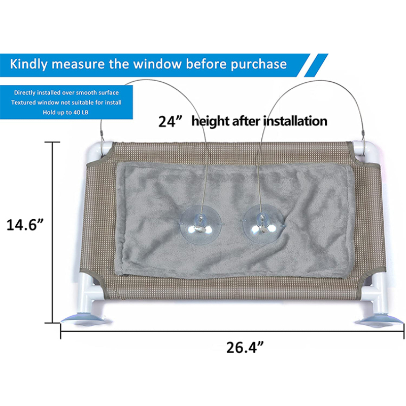 Indoor Luxury Cat Window Perch Window Seat Cat Bed Space Saving Window Mounted Cat Hammock for Large Pets Premium Set