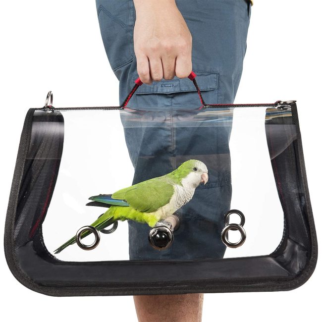 Bird Carrier Bag Portable Travel Bird Cage Lightweight Breathable Parrot Perch Space Capsule Bubble Backpack