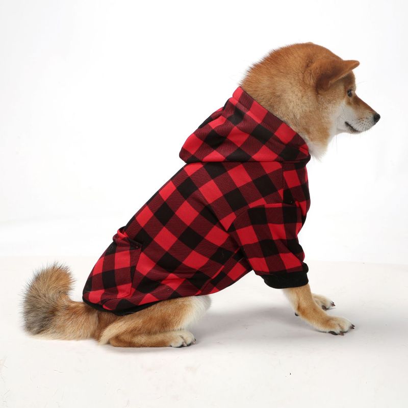Plaid Dog Hoodie Pet Clothes Sweatershirt with Hat for Small Medium Large Dogs Cats Puppy