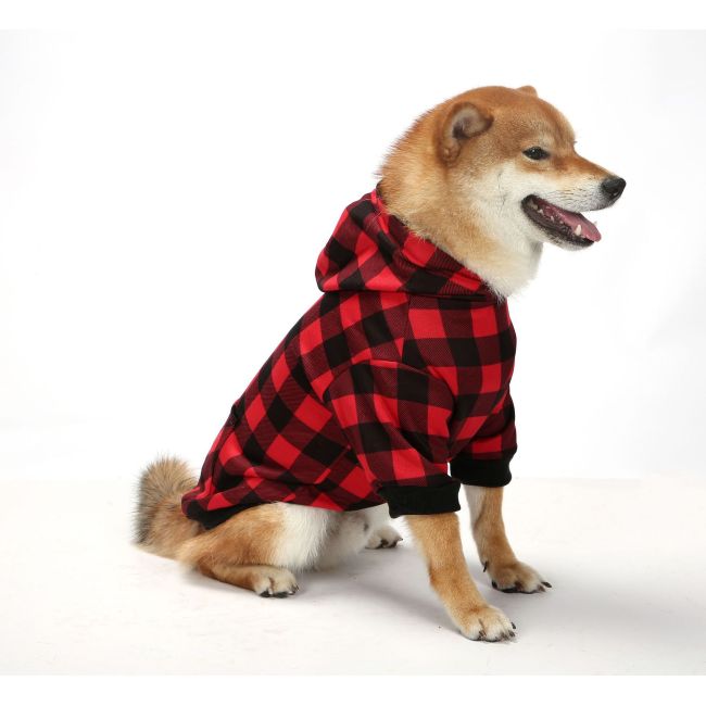 Plaid Dog Hoodie Pet Clothes Sweatershirt with Hat for Small Medium Large Dogs Cats Puppy