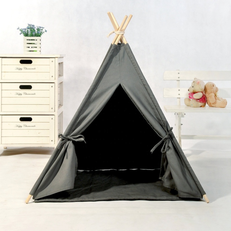 factory wholesale foldable cotton fabric pet teepee dog tent