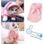 Pet Hoodie Cat Rabbit Outfit with Bunny Ears Cute Sweatshirt Spring and Autumn Puppy Knitted Sweater Kitty Soft Knitwear