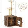 Cat Tree with Sisal Wooden Cat Litter Box For Cat Scratching Post