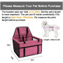 Pet Car Seat, Sturdy Reinforced Structure, Shortened Leash with Metal Snap Hook, Loops for Belt Waterproof