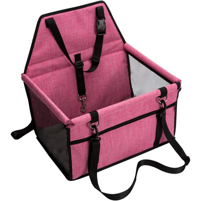 Pet Car Seat, Sturdy Reinforced Structure, Shortened Leash with Metal Snap Hook, Loops for Belt Waterproof