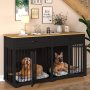 Drawers and Divider Wooden Dog Crate Kennel Cage Furniture
