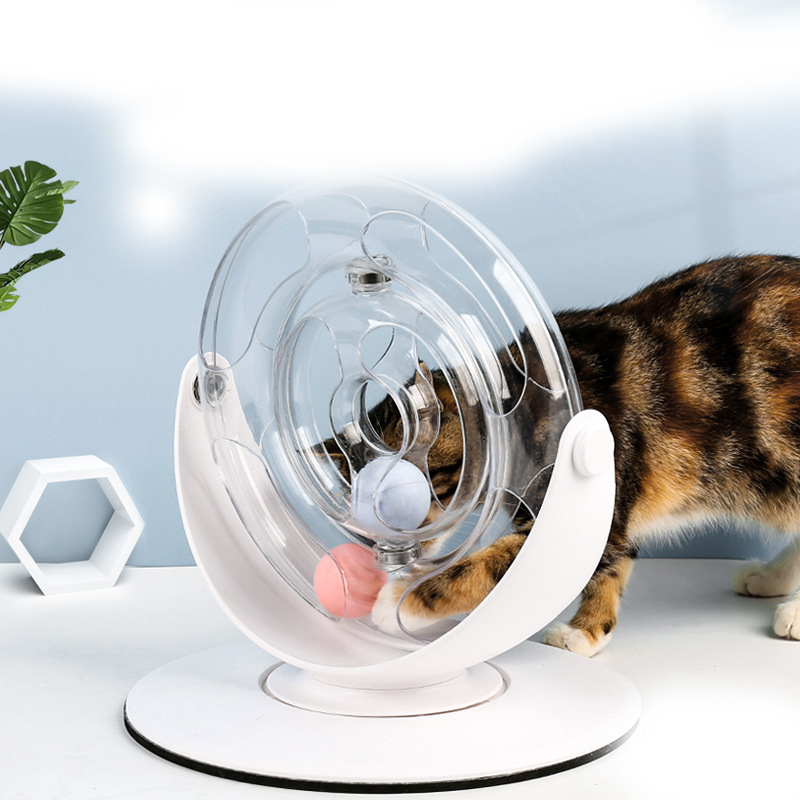 New Design cat Interactive space ring cat scratcher toy with light Moving ball Attractive Fun Cat Toy
