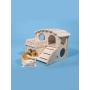 Shelter Hamster House Solid Wood Hut Sleeping Den Seesaw Golden Silk Bear Double Villa Toy Supplies