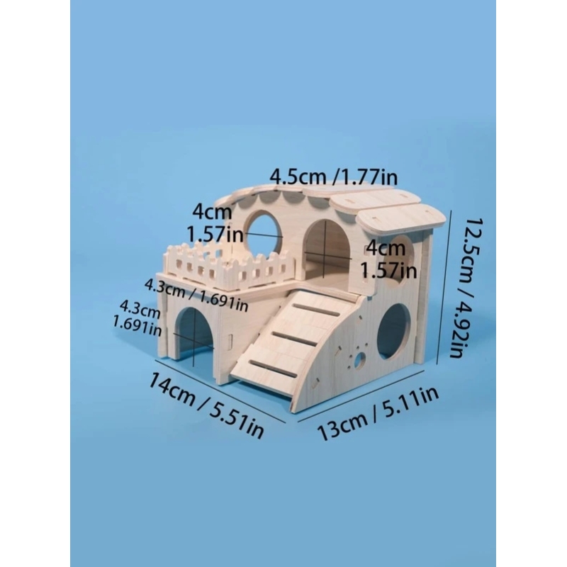 Shelter Hamster House Solid Wood Hut Sleeping Den Seesaw Golden Silk Bear Double Villa Toy Supplies