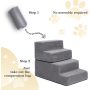Anti-Slip Foldable Foam Dog Steps with Removable Washable Cover for Smaller and Elder Pets, Dog Steps for Bed