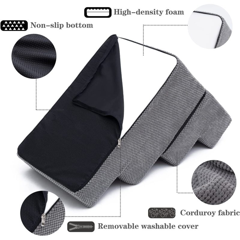 Anti-Slip Foldable Foam Dog Steps with Removable Washable Cover for Smaller and Elder Pets, Dog Steps for Bed