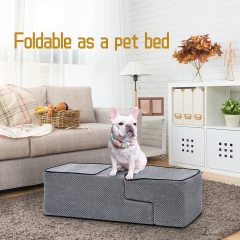 Anti-Slip Foldable Foam Dog Steps with Removable Washable Cover for Smaller and Elder Pets, Dog Steps for Bed