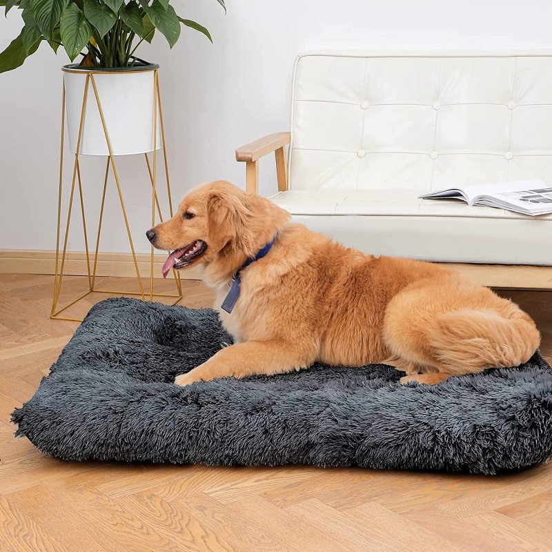 Dog Bed Mat Crate Pet Kennel Pad Soft Plush Washable Cage Comfortable Faux Fur Dog Bed