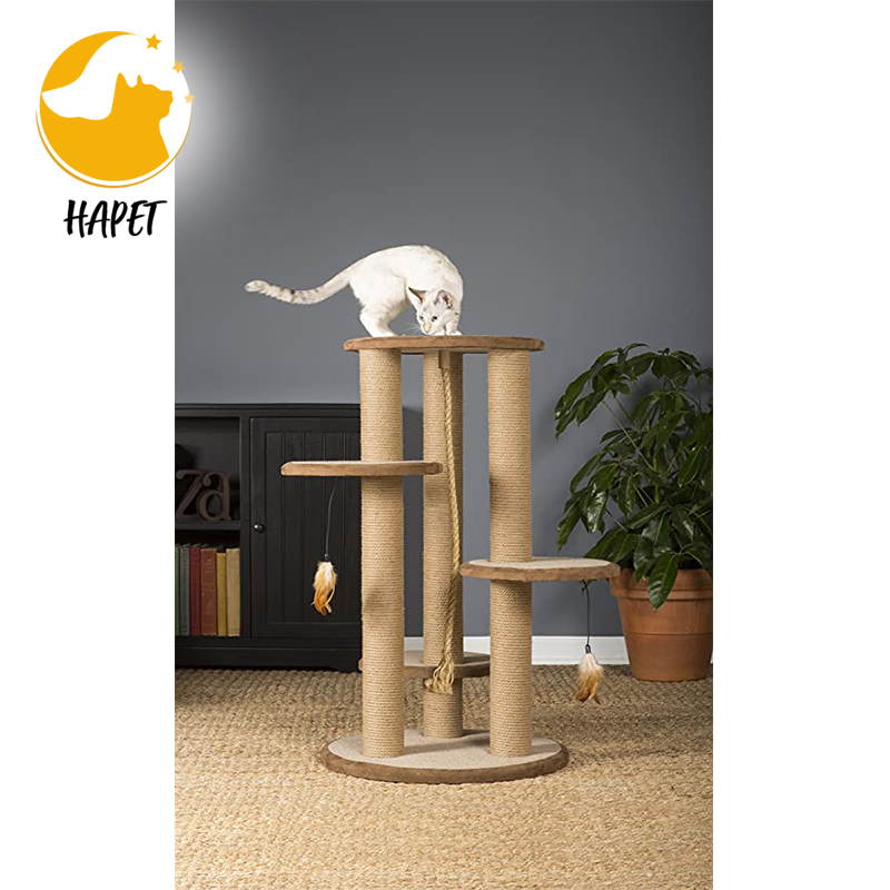 Pet Products Kitty Power Paws Multi-Platform Posts with Tassels Cat Scratcher Natural