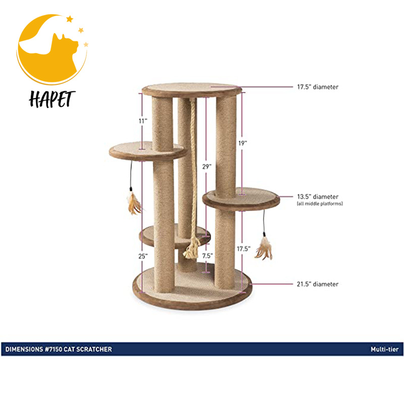 Pet Products Kitty Power Paws Multi-Platform Posts with Tassels Cat Scratcher Natural