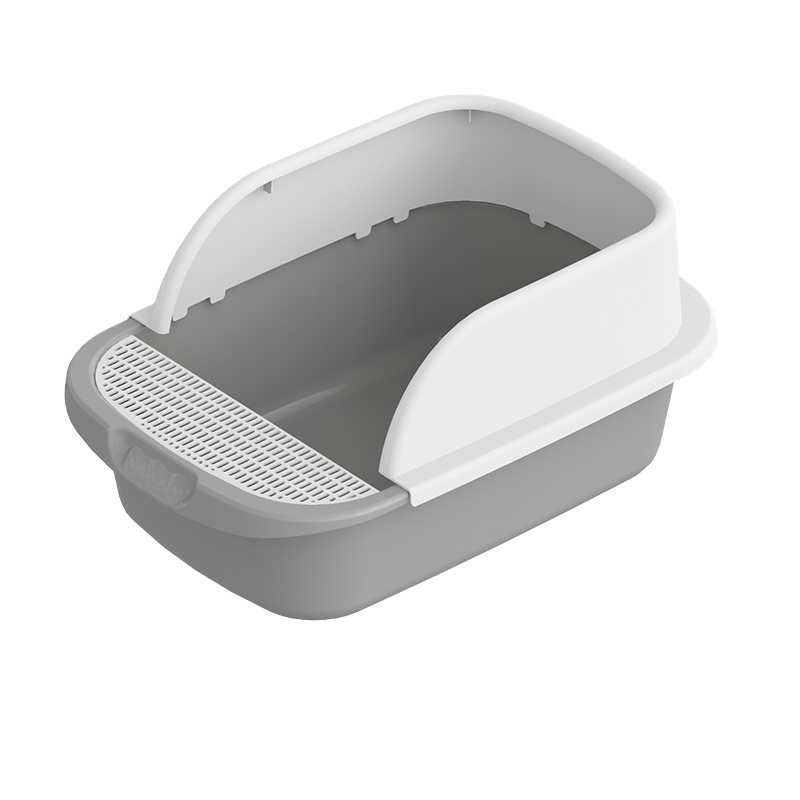 Open Cat Litter Box Large Nonstick Litter Pan Durable Standard Litter Box Semi-Enclosed