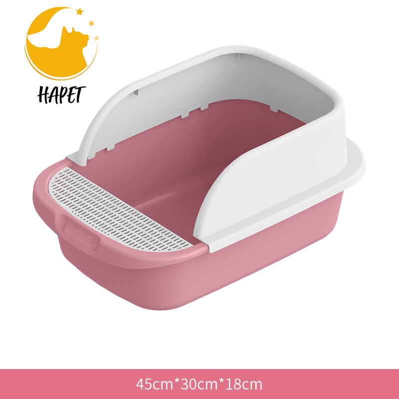 Open Cat Litter Box Large Nonstick Litter Pan Durable Standard Litter Box Semi-Enclosed