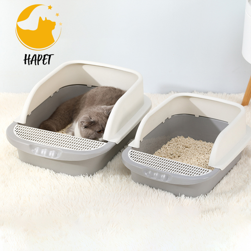 Open Cat Litter Box Large Nonstick Litter Pan Durable Standard Litter Box Semi-Enclosed