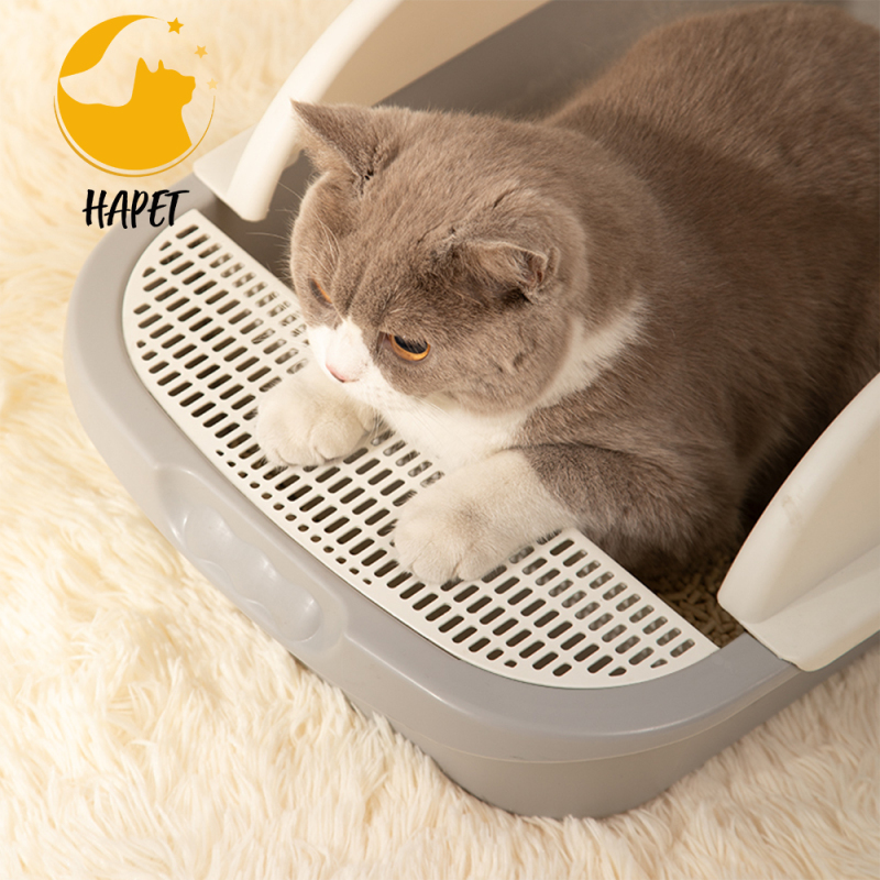 Open Cat Litter Box Large Nonstick Litter Pan Durable Standard Litter Box Semi-Enclosed