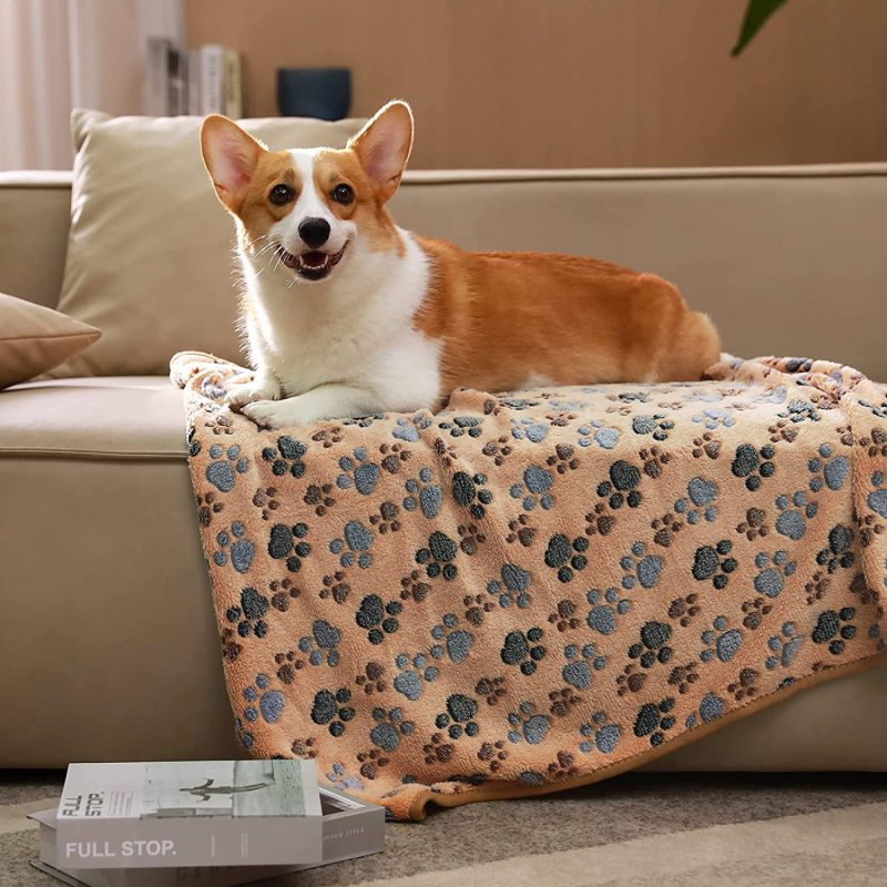 Dog Puppy Cat Paw Fleece Pet Blanket Throw for Dog Fluffy Premium