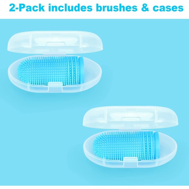 2 Pack Dog Finger Toothbrush for Dog Teeth Cleaning Kit