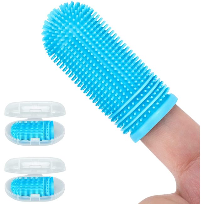 2 Pack Dog Finger Toothbrush for Dog Teeth Cleaning Kit