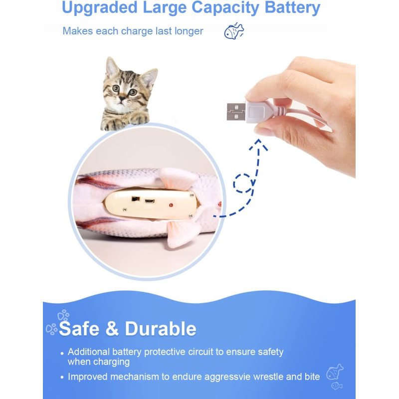 Interactive Cat Kicker Fish Toy Flopping Fish For Cat Realistic Moving