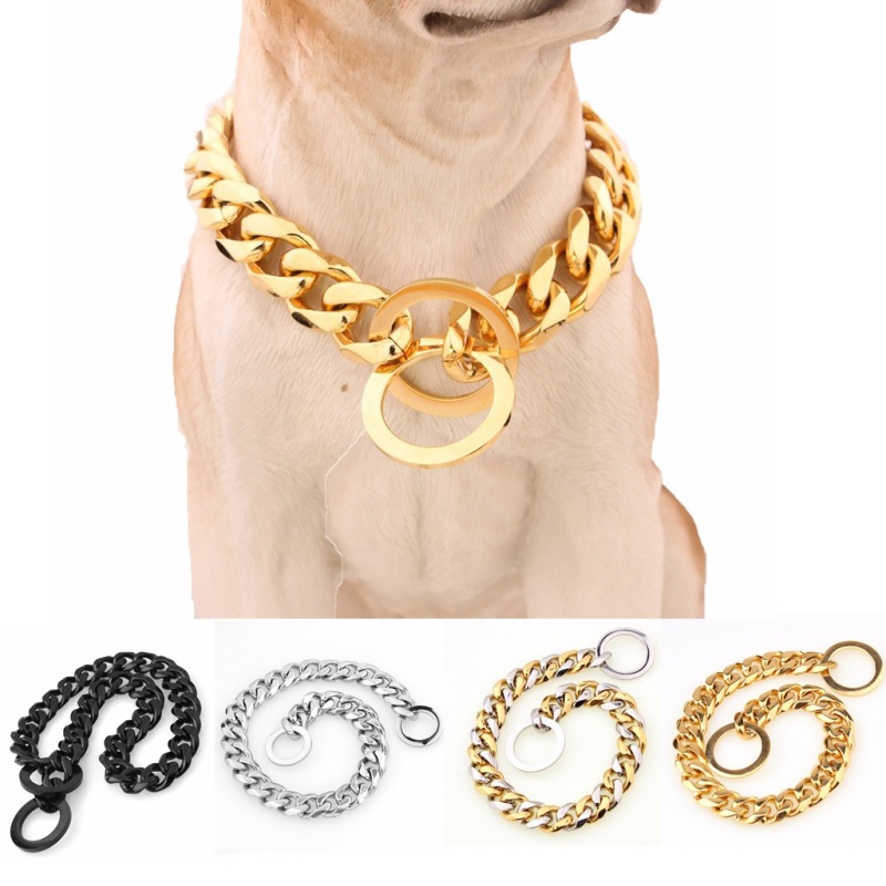 Pet Chain Collars Necklace Gold Multi Colors Big Ring Clasps Durable Stainless Steel Big Dog Collars