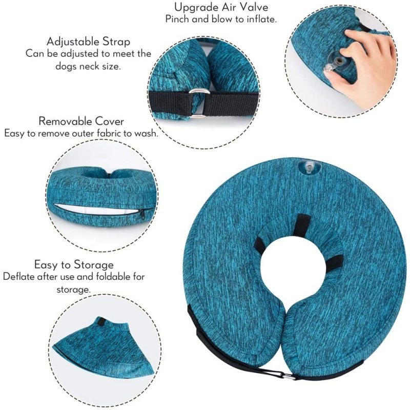 Pet Inflatable Collar Soft Protective Dog Cone Collar Protective Recovery Cone for Dogs and Cats