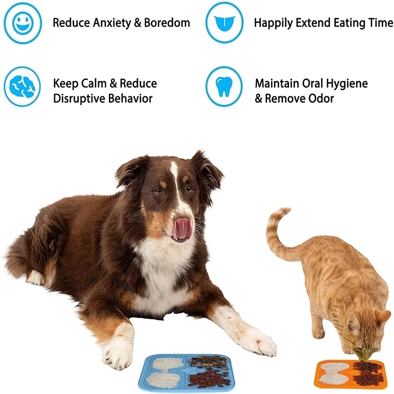 Pet Feeding Mat with scraper Slower Feeder Pad Puppy Bathing Distraction Pads Silicone Dispenser Pet Lick Mat Silicone