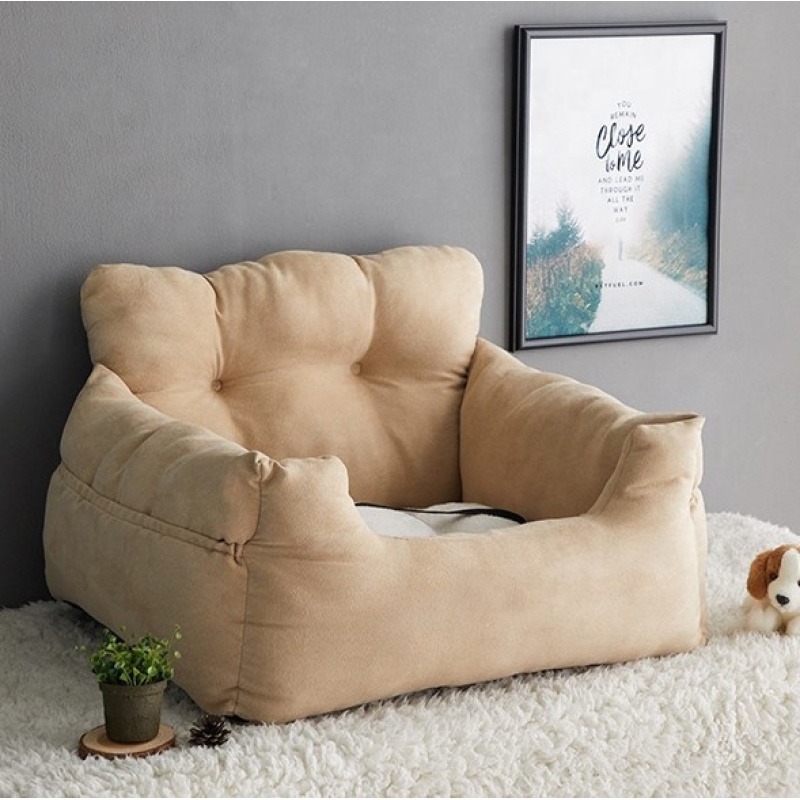 Hot Sale Luxury deep square plush stuffed puppy dog car seat bed Dog sofa Car Booster